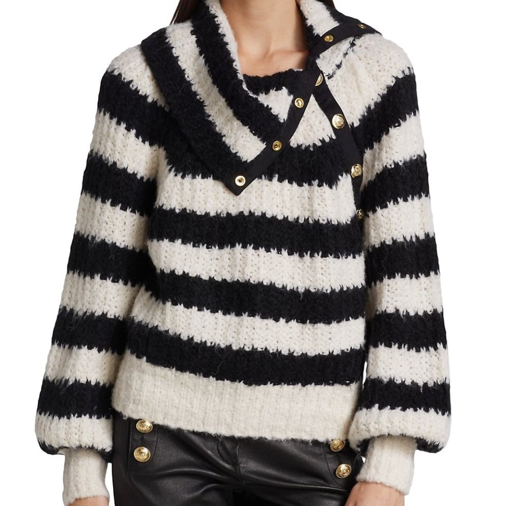 NWT Derek Lam 10 Crosby Astra Asymmetric Button Turtleneck Sweater - Small